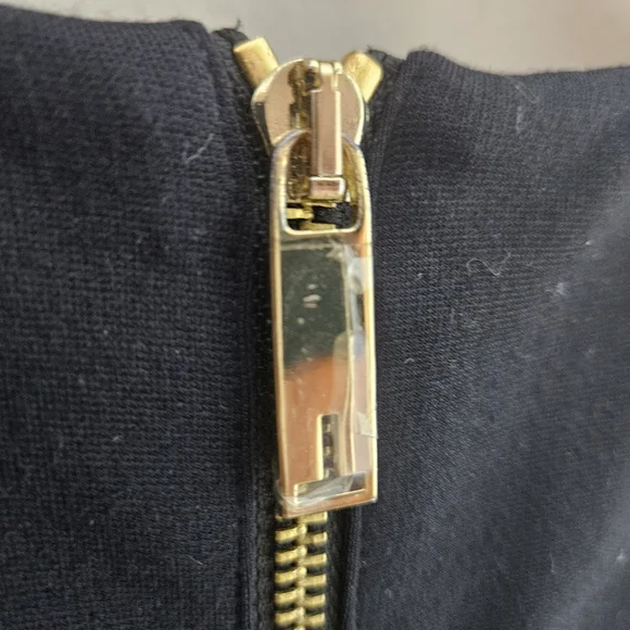 Ted Baker Knit Sheath Dress Black Gold Midi Long Sleeve Bodycon Women's 6 - Picture 8 of 9